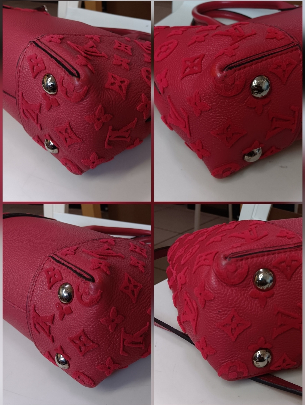 Louis Vuitton W Tote BB 2014 Veau Cachemire Leather Framboise Red ✨ COA - Picture 11 of 15